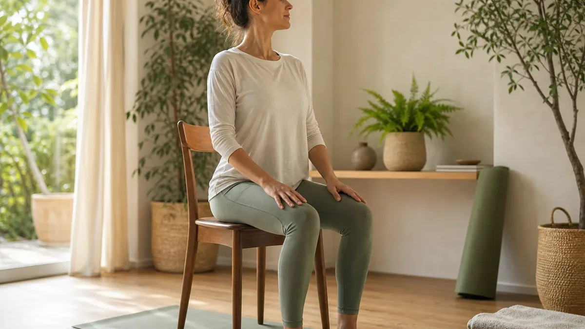 Pratique assise sur chaise pour une rubrique yoga adapté et accessible